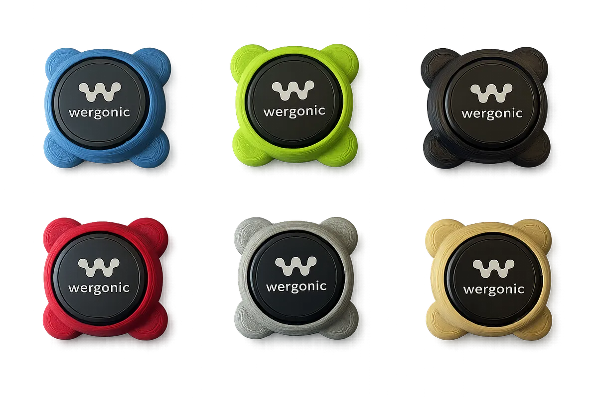 The Wergonic sensor pucks available in six colours